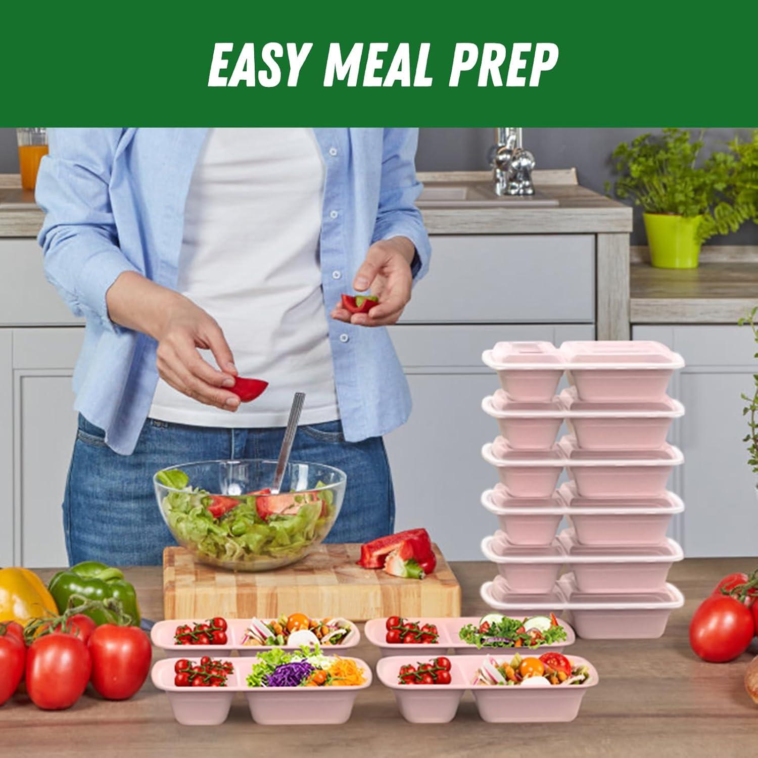 50 Pack (100-Piece) 28 oz Meal Prep Containers Reusable with Lids 2 ...